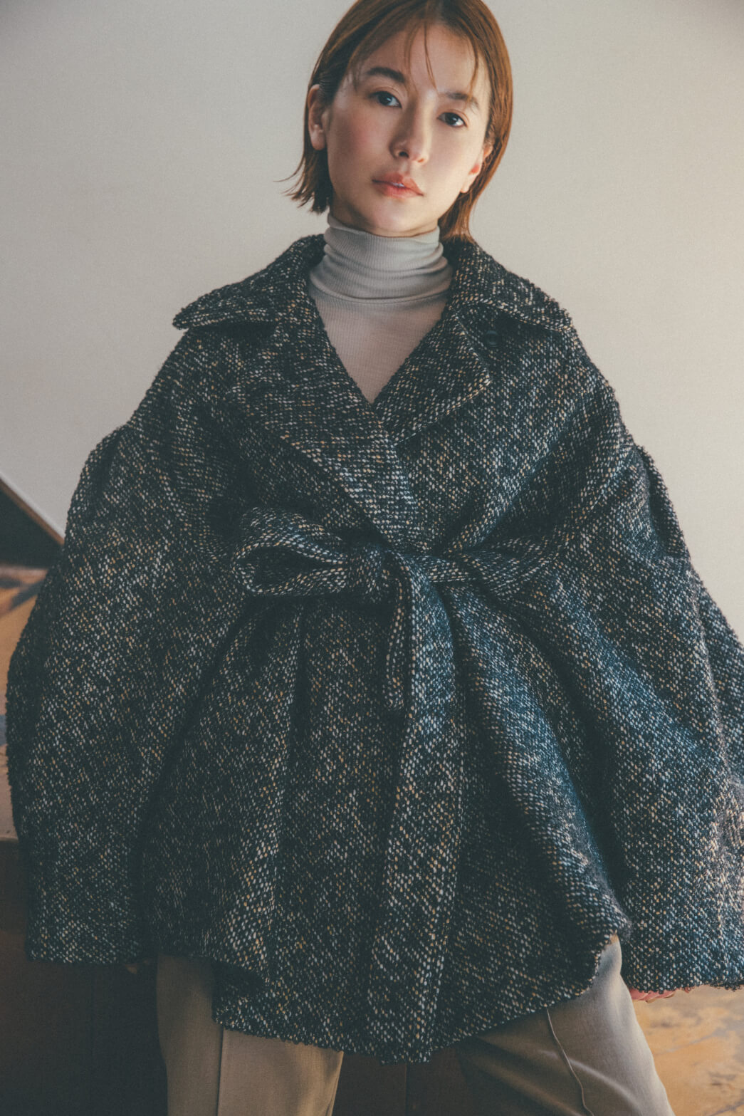 クラネ CLANE MIX LOOP TWEED BOX COAT-