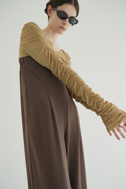 W TULLE SHIRRING TOPS