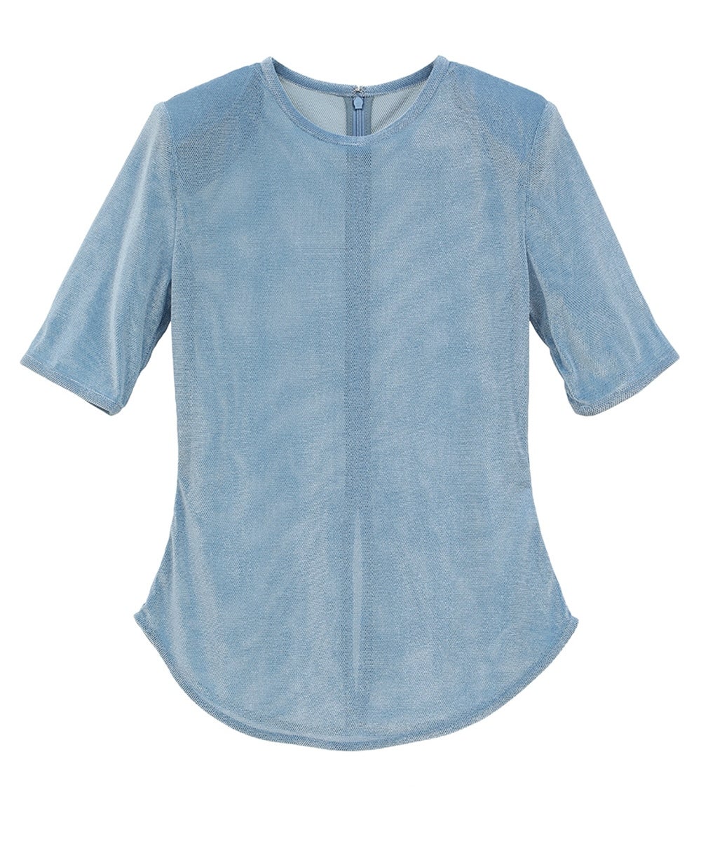SHEER VELOUR POWER SHOULDER TOPS