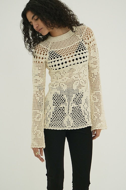 BACK OPEN CROCHET KNIT TOPS