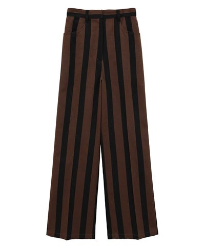 STRIPE CENTER CLEASE STRAIGHT PANTS