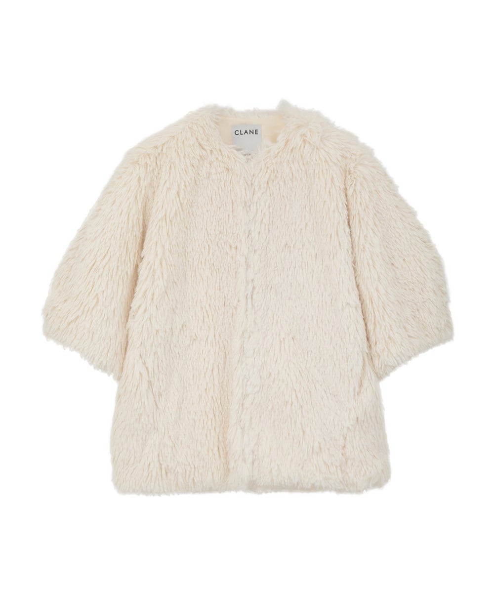 HALF SLEEVE FAKE FUR JACKET