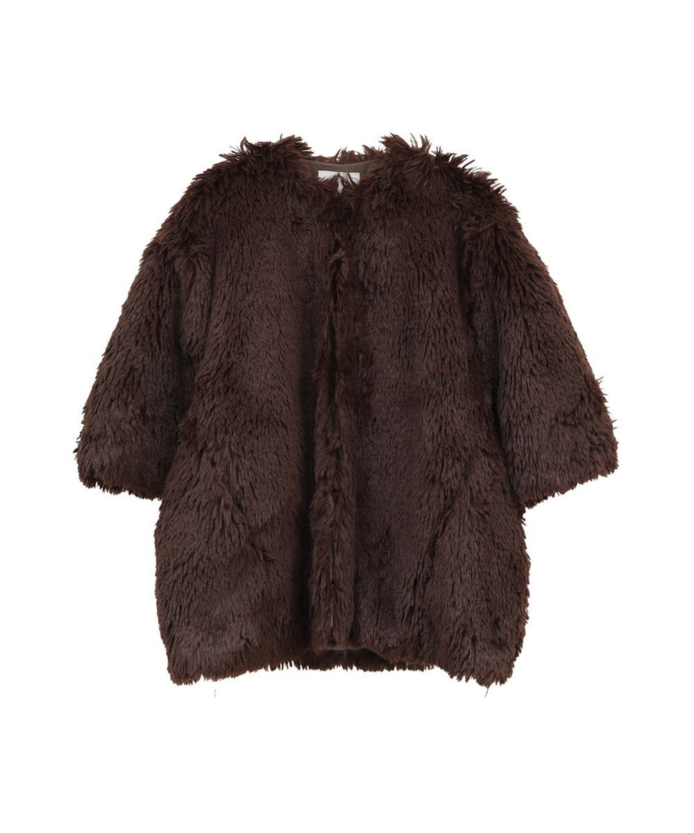 HALF SLEEVE FAKE FUR JACKET