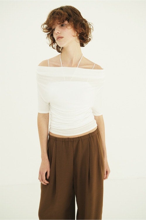 DRAPED OFF SHOULDER H/S TOPS