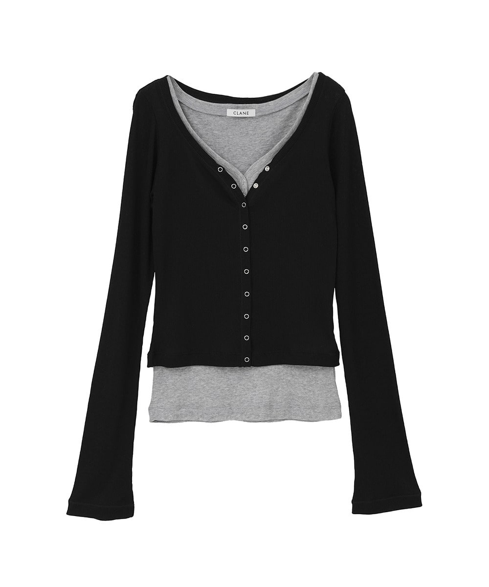 レディース クラネカーディガン黒CURVED SLEEVE KNIT CARDIGAN