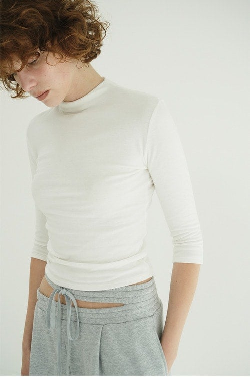MOCK NECK MID SLEEVE TOPS