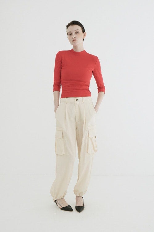 MOCK NECK MID SLEEVE TOPS