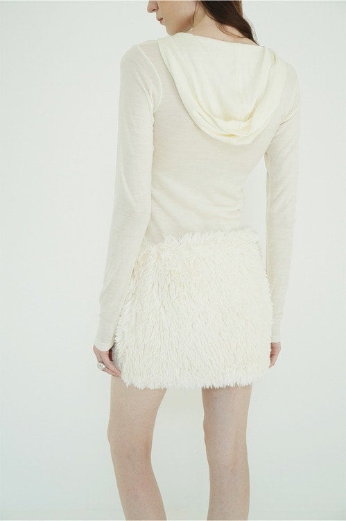 HALF ZIP WOOL HOODED TOPS