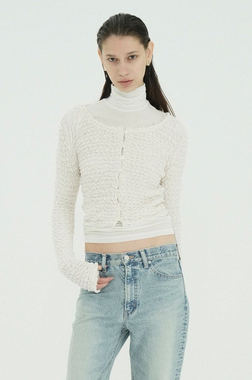 W FACE SOFT SHIRRING CARDIGAN