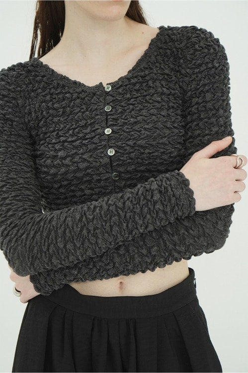 W FACE SOFT SHIRRING CARDIGAN