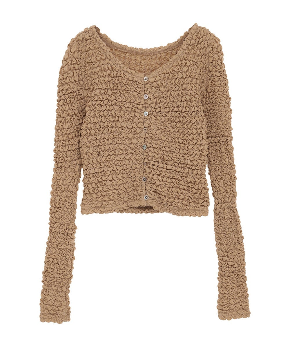 W FACE SOFT SHIRRING CARDIGAN
