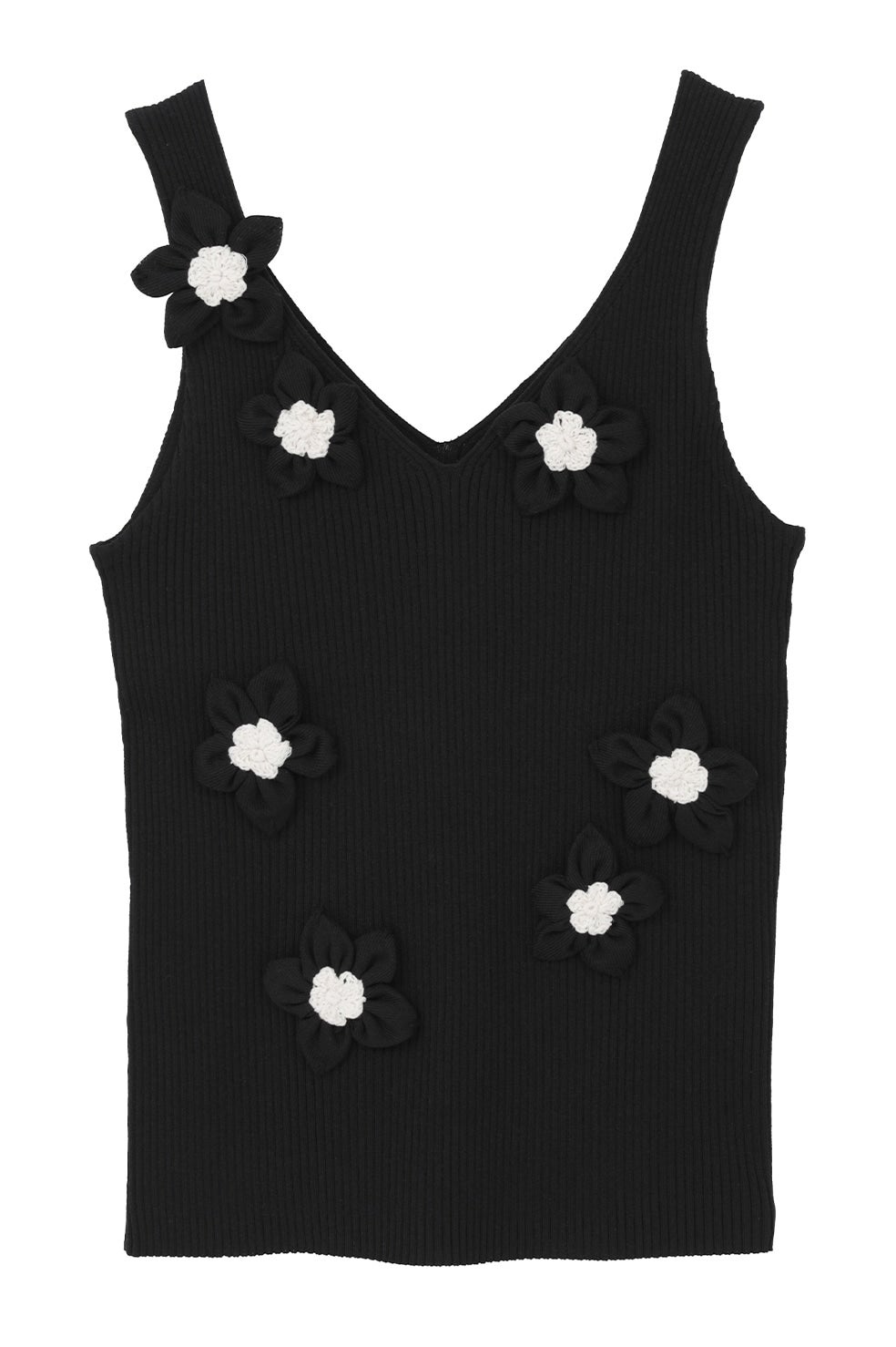 売り切り希望CLANE FLOWER MOTIF CAMI KNIT TOPS FLOWER MOTIF CAMI