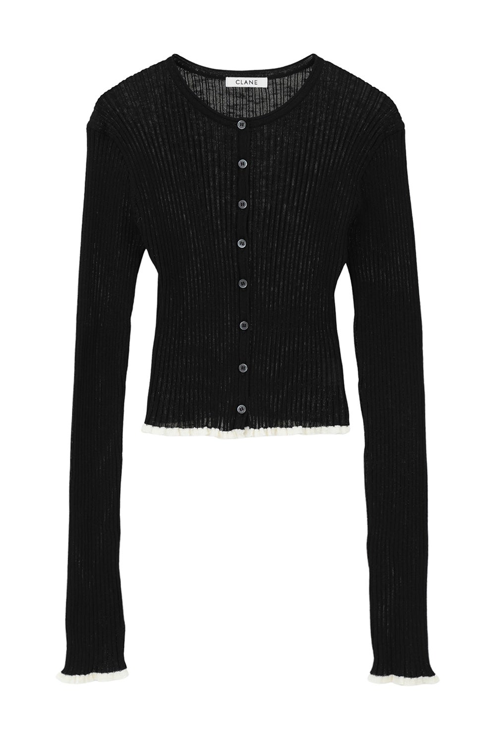CONTRAST TRIM SHEER KNIT CARDIGAN｜TOPS(トップス)｜CLANE OFFICIAL