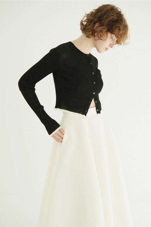 CONTRAST TRIM SHEER KNIT CARDIGAN