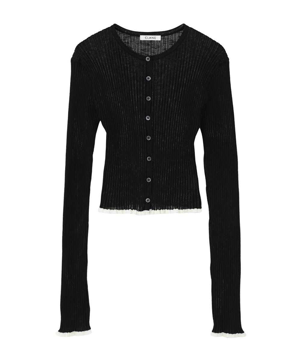 CONTRAST TRIM SHEER KNIT CARDIGAN｜TOPS(トップス)｜CLANE OFFICIAL