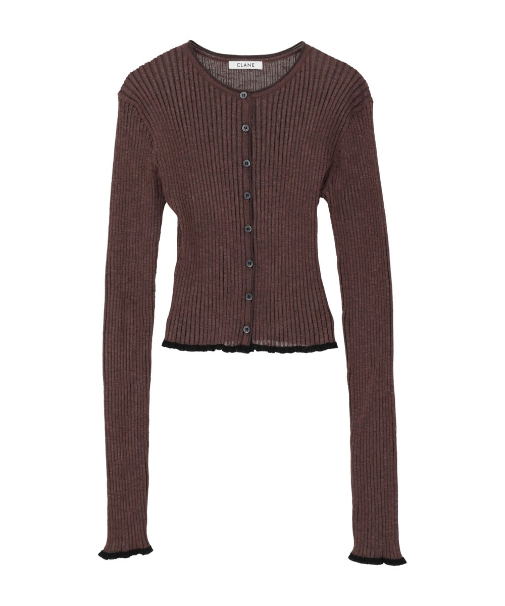 CONTRAST TRIM SHEER KNIT CARDIGAN