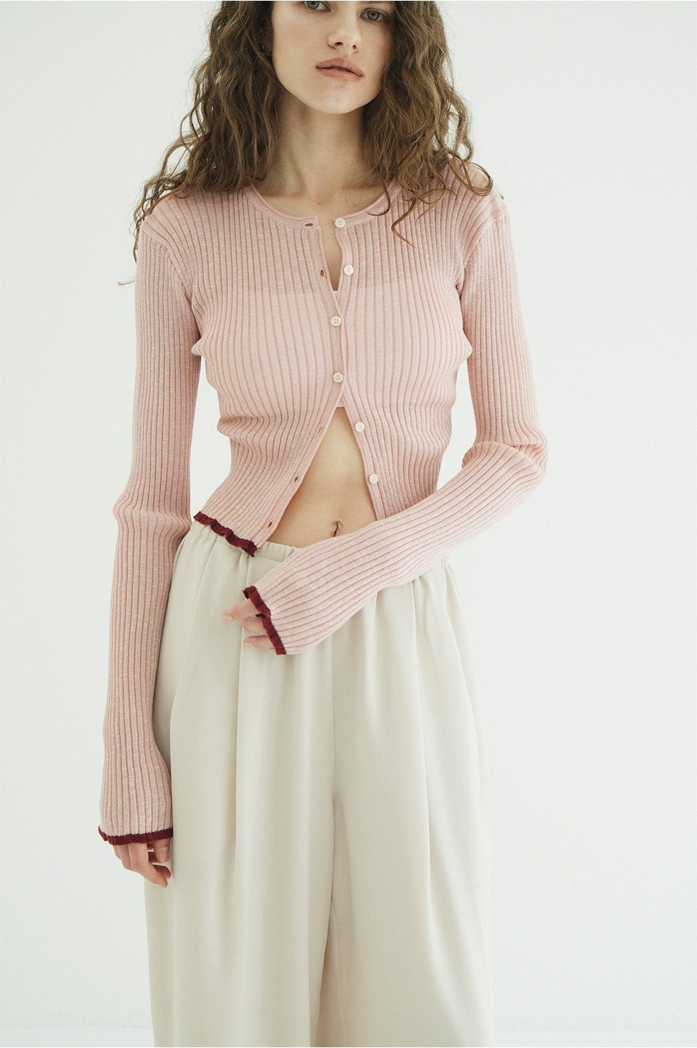 CONTRAST TRIM SHEER KNIT CARDIGAN｜TOPS(トップス)｜CLANE OFFICIAL