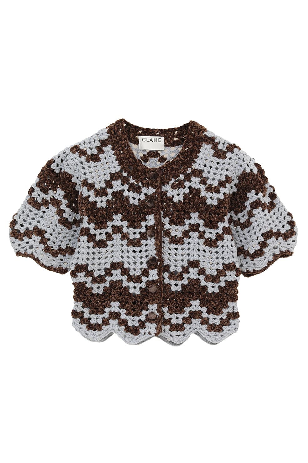 MALL BORDER HAND CROCHET KNIT CARDIGAN｜TOPS(トップス)｜CLANE