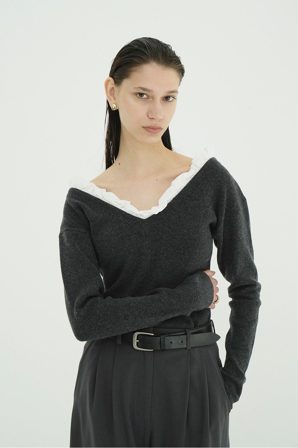 2WAY FRILL V NECK KNIT TOPS｜TOPS(トップス)｜CLANE OFFICIAL ONLINE