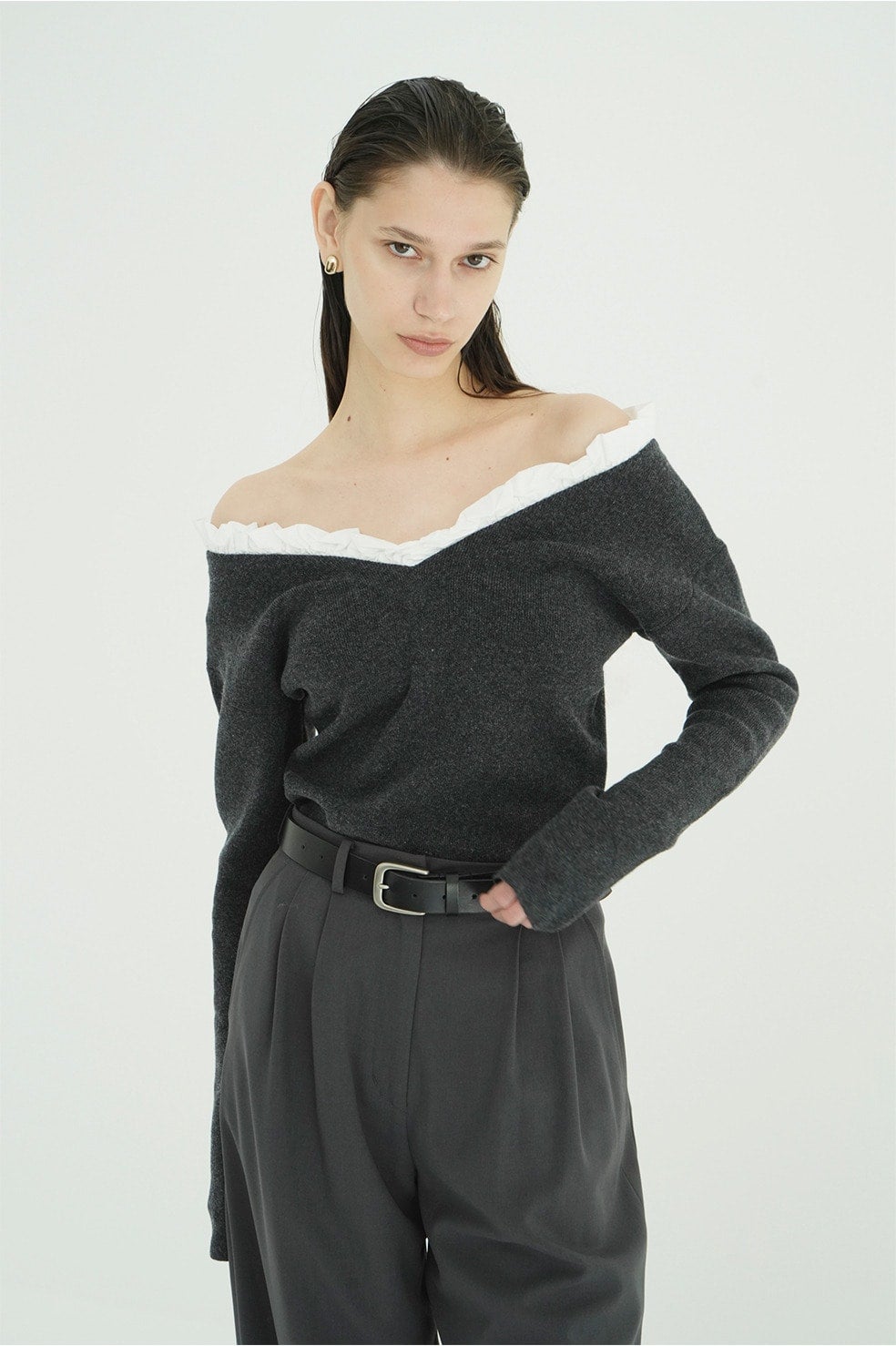 2WAY FRILL V NECK KNIT TOPS｜TOPS(トップス)｜CLANE OFFICIAL ONLINE