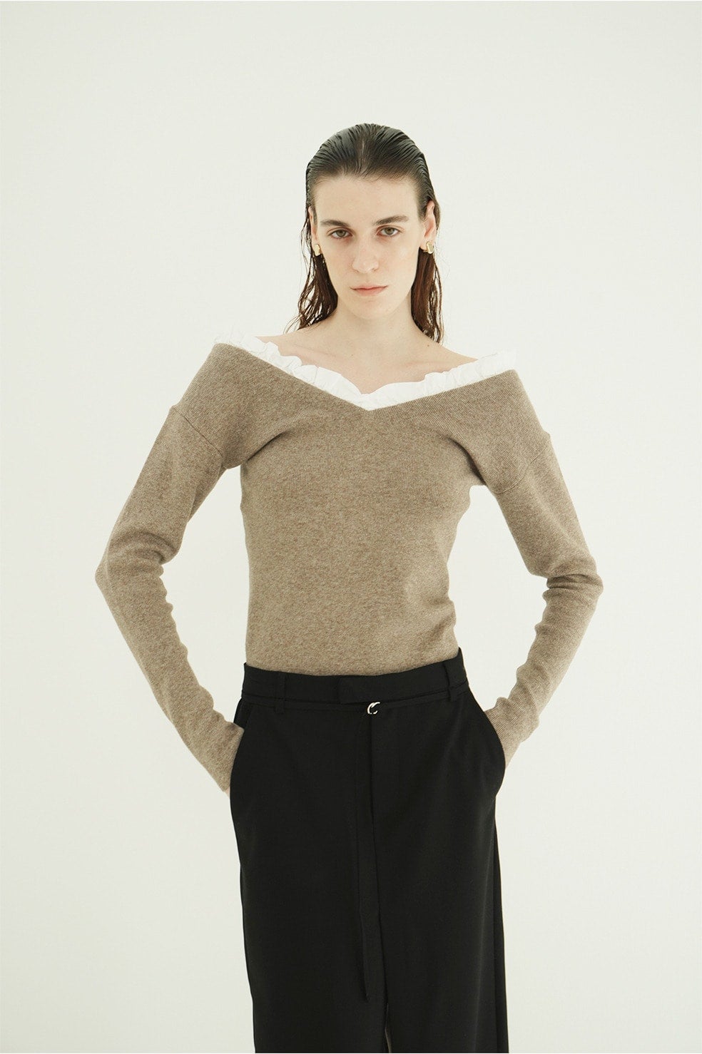 2WAY FRILL V NECK KNIT TOPS｜TOPS(トップス)｜CLANE OFFICIAL ONLINE