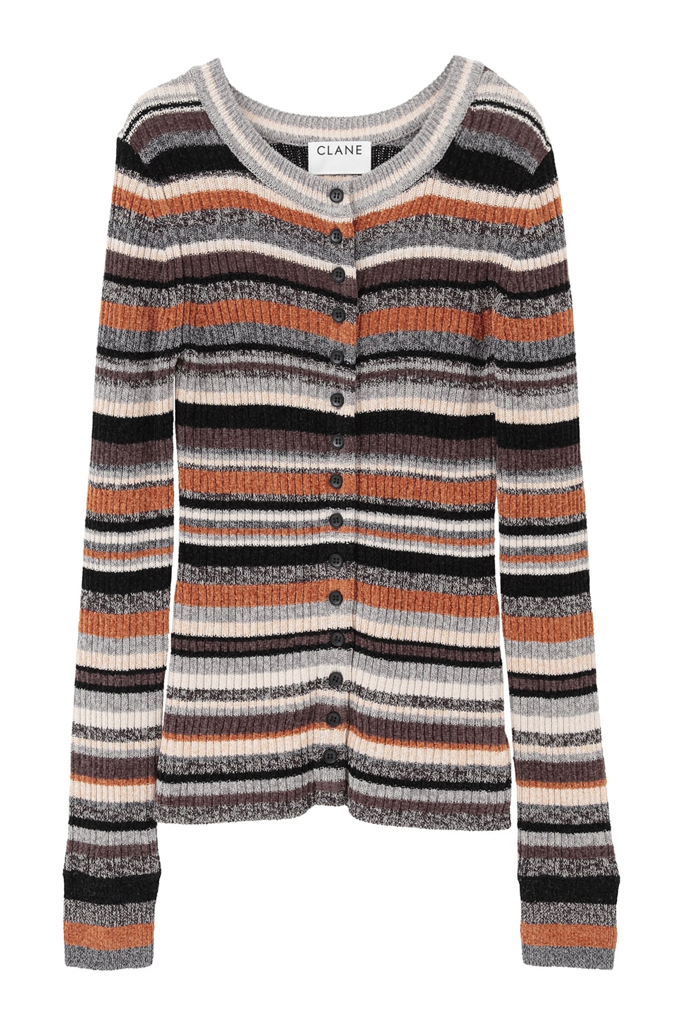 MULTI BORDER BUTTON DETAIL KNIT CARDIGAN|TOPS(トップス)|CLANE MULTI BORDER BUTTON DETAIL KNIT CARDIGAN|TOPS(トップス)|CLANE