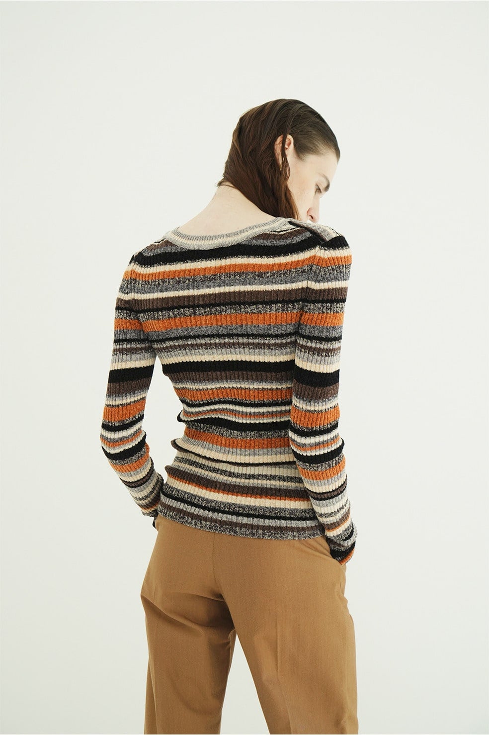 MULTI BORDER BUTTON DETAIL KNIT CARDIGAN｜TOPS(トップス)｜CLANE