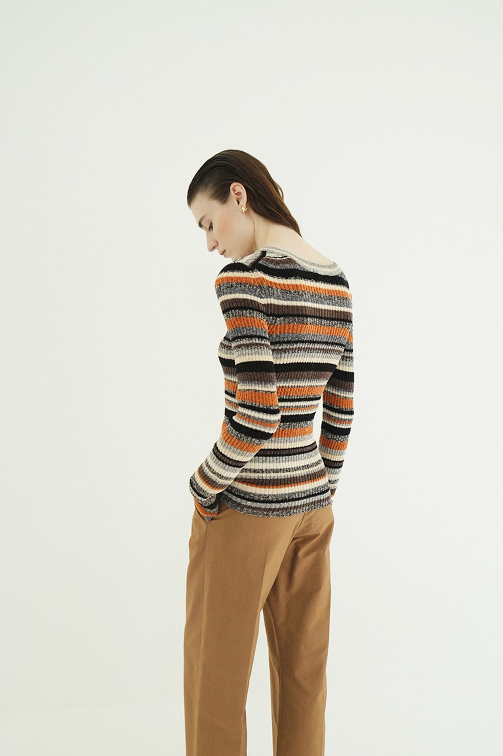 MULTI BORDER BUTTON DETAIL KNIT CARDIGAN｜TOPS(トップス)｜CLANE