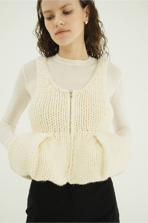 W FACE HAND KNIT PEPLUM BUSTIER