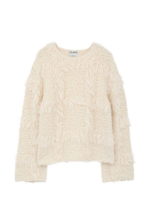 KIM YOU JUNG×CLANE CHECK SHAGGY HAND KNIT TOPS