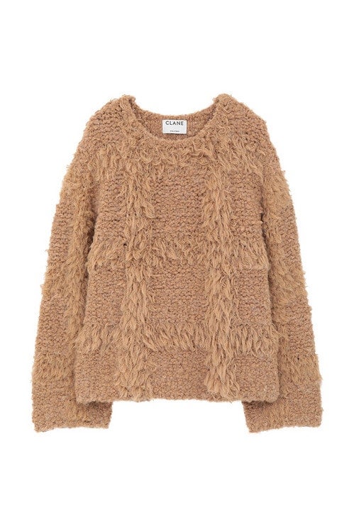 KIM YOU JUNG×CLANE CHECK SHAGGY HAND KNIT TOPS