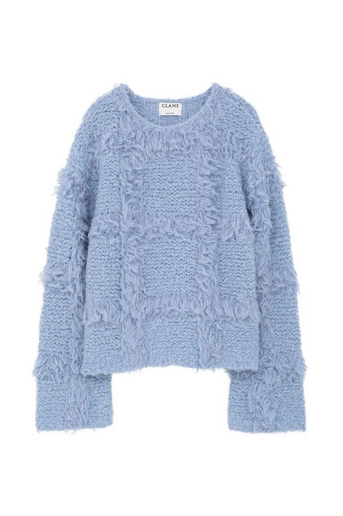 KIM YOU JUNG×CLANE CHECK SHAGGY HAND KNIT TOPS