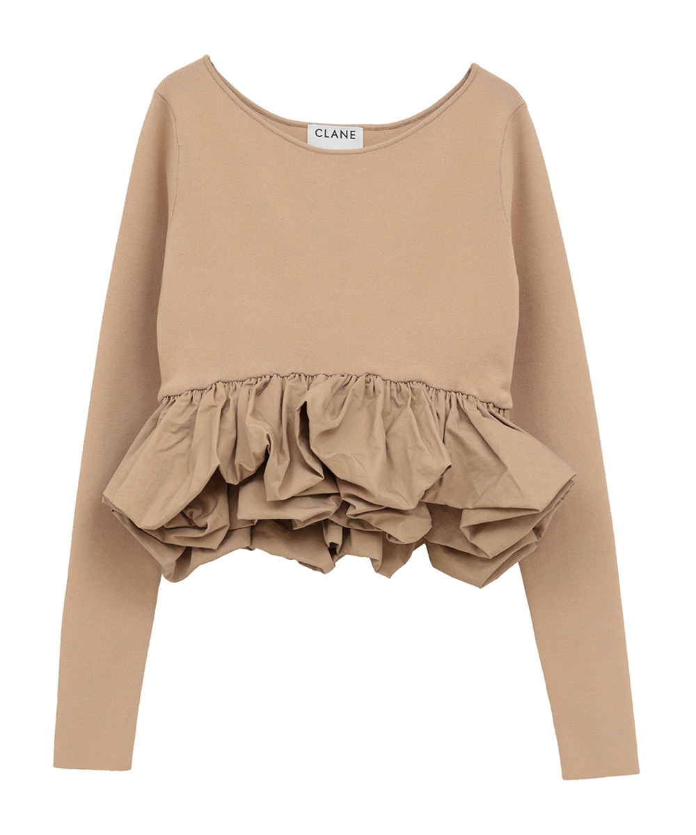 W BALLOON SHORT KNIT TOPS｜TOPS(トップス)｜CLANE OFFICIAL ONLINE STORE