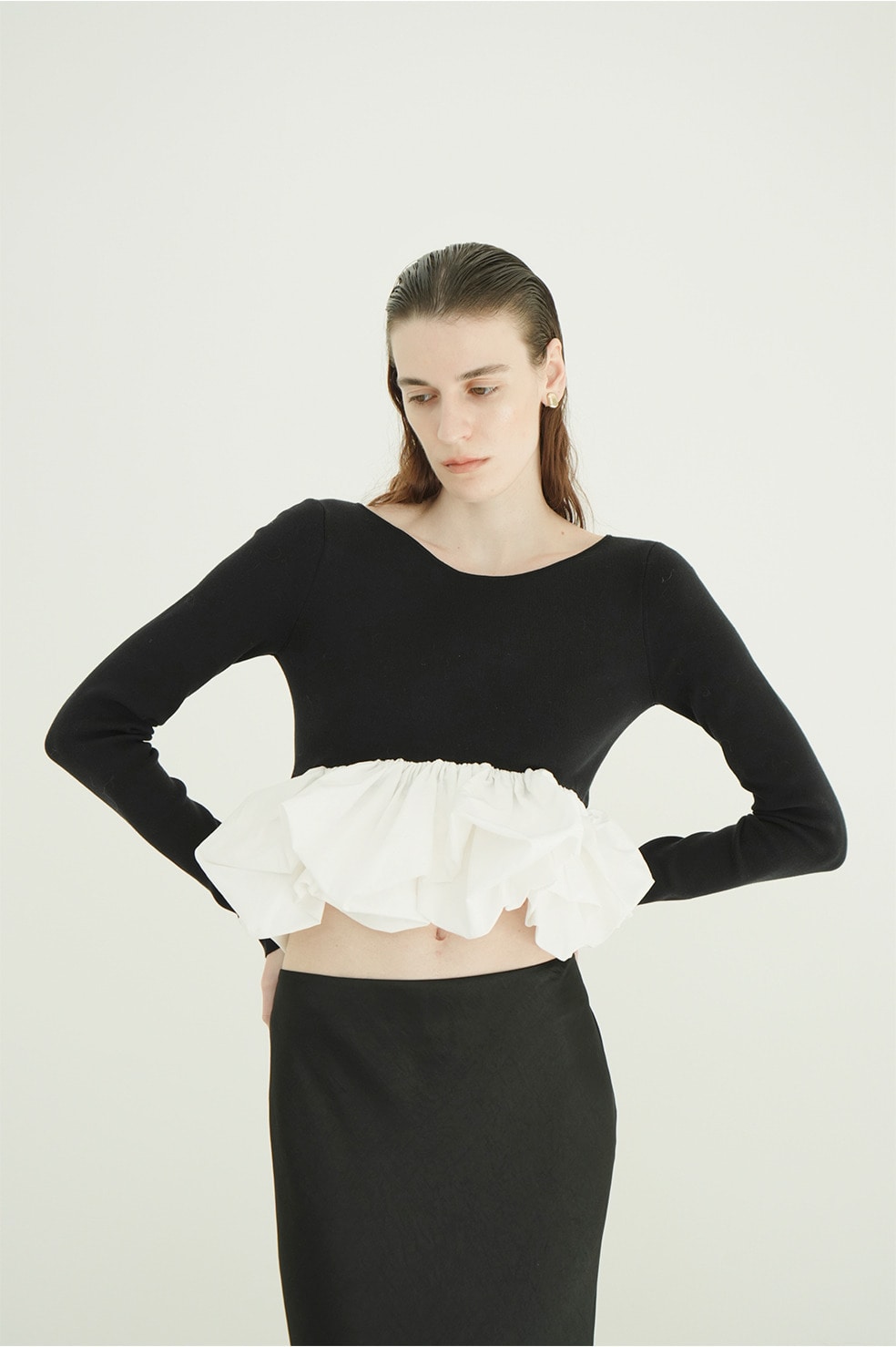 CLANE クラネ W BALLOONSHORTKNITTOPS WHITE① W BALLOON SHORT KNIT TOPS｜TOPS(トップス)｜CLANE OFFICIAL ONLINE STORE