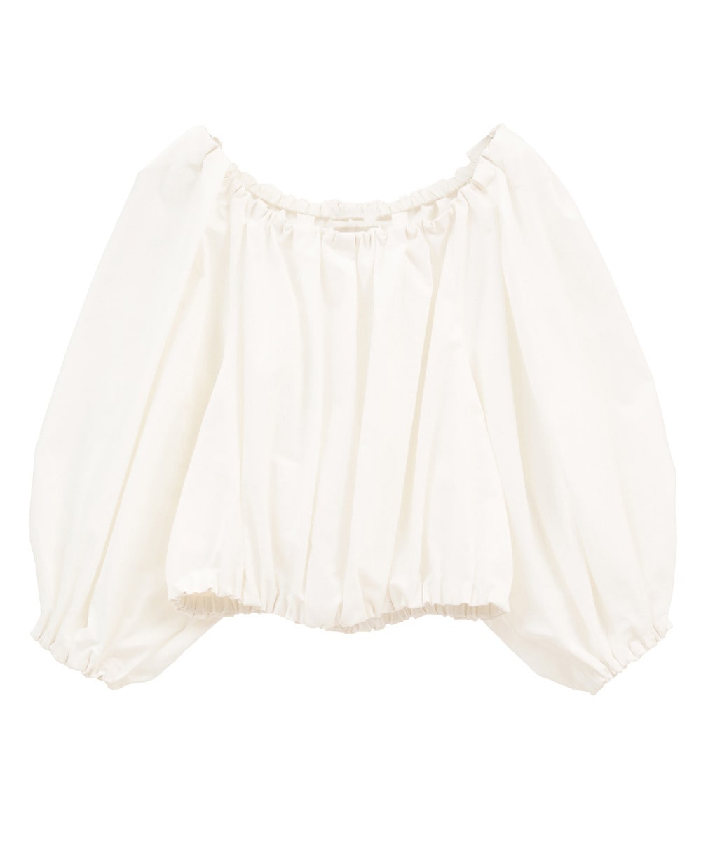 VOLUME SLEEVE CROPPED BLOUSE