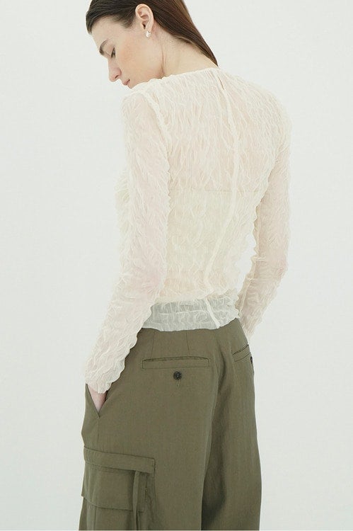 CRINKLED PLEAT SHEER TULLE TOPS