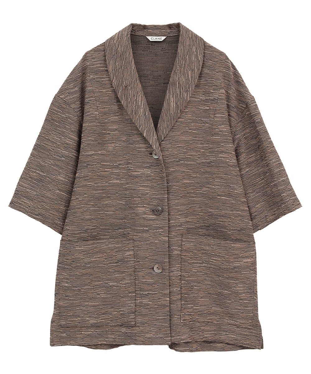 CREPE JACQUARD SHAWL COLLAR SHIRT
