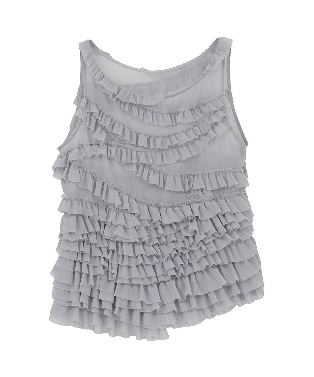 RANDOM FRILL SHEER N/S TOPS