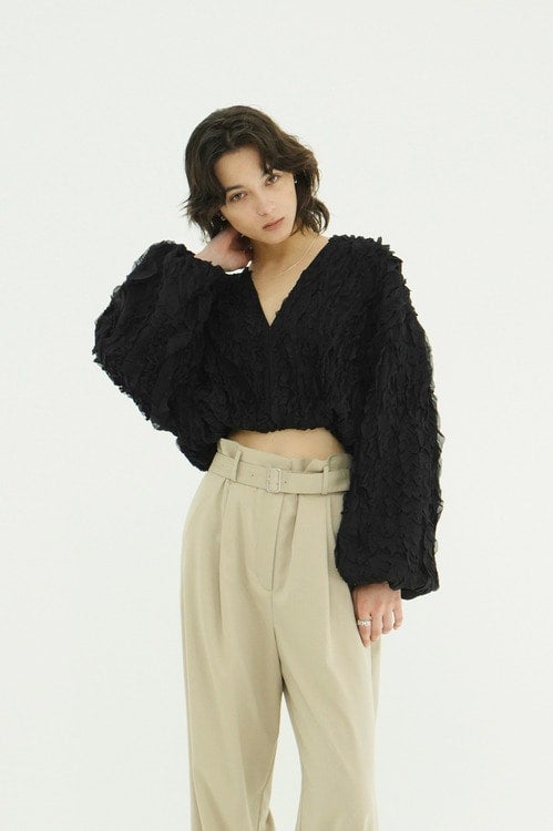 TOPSTITCHED FRILL BOLERO