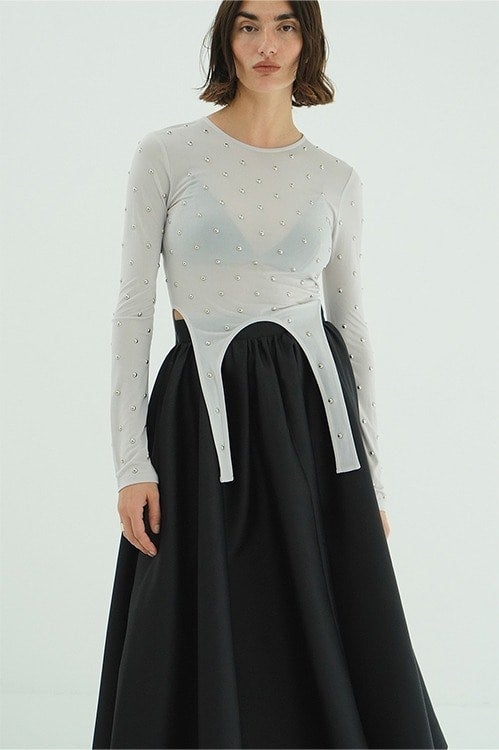 STUDDED BIJOU SHEER TOPS