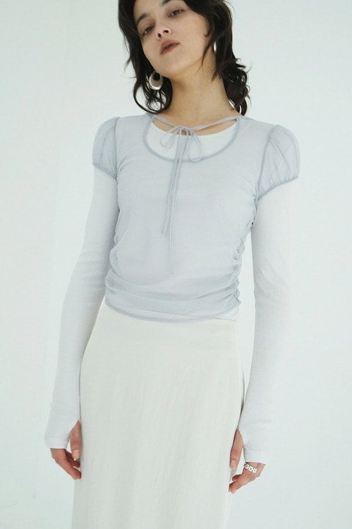 LAYERED TULLE RIBBON CUT TOPS