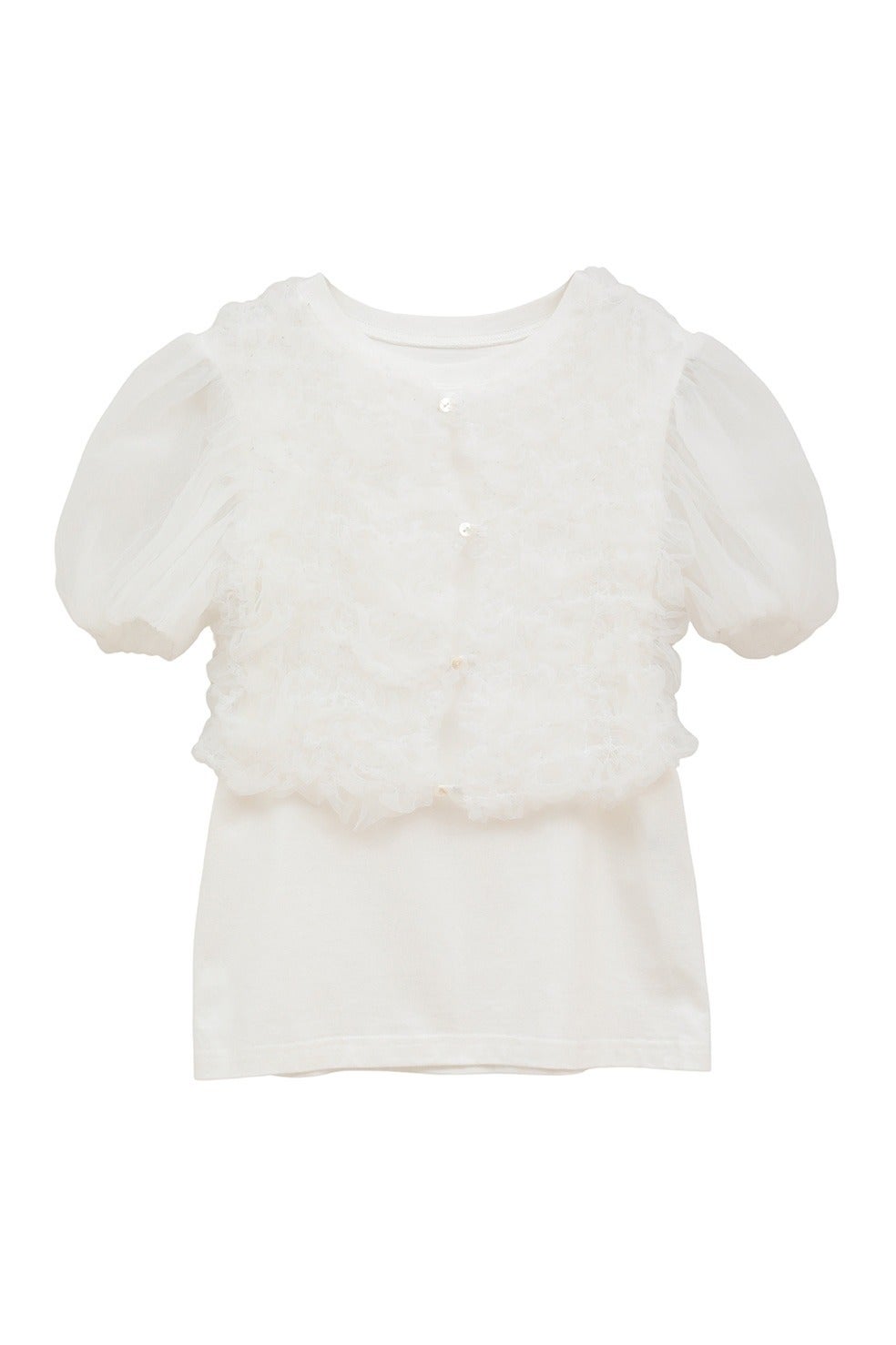クラネ TULLE VEST LAYERED TOPS サイズ1 ホワイト TULLE VEST LAYERED TOPS｜TOPS(トップス)｜CLANE OFFICIAL ONLINE STORE