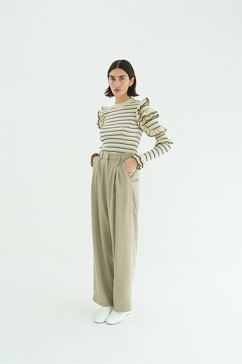 FRILL SLEEVE KNIT TOPS