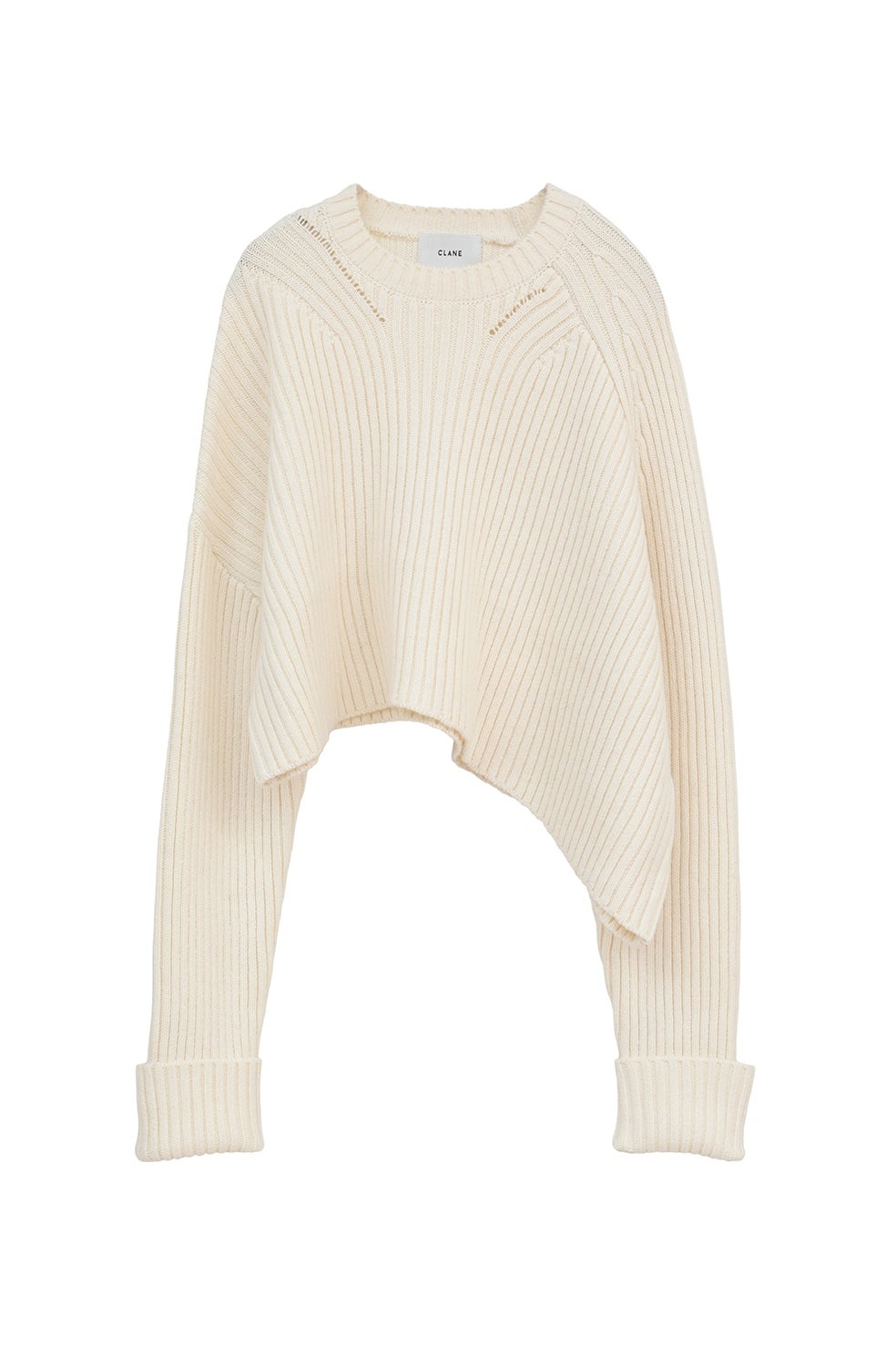 CLANE 新品タグ付き N/S KNIT TOPS アイボリー サイズ2 ASYMMETRY WIDE SHORT KNIT TOPS｜TOPS(トップス)｜CLANE OFFICIAL