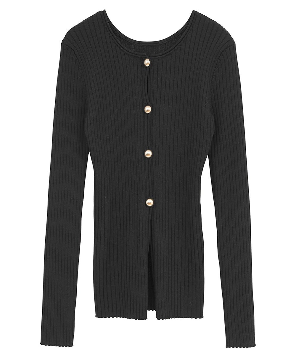 W FACE GOLD BUTTON KNIT TOPS