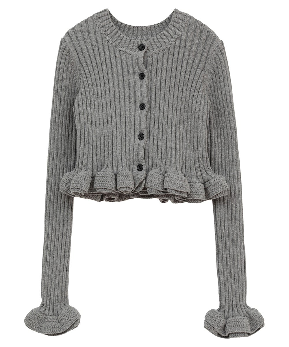 W FACE SHORT FRILLED KNIT TOPS