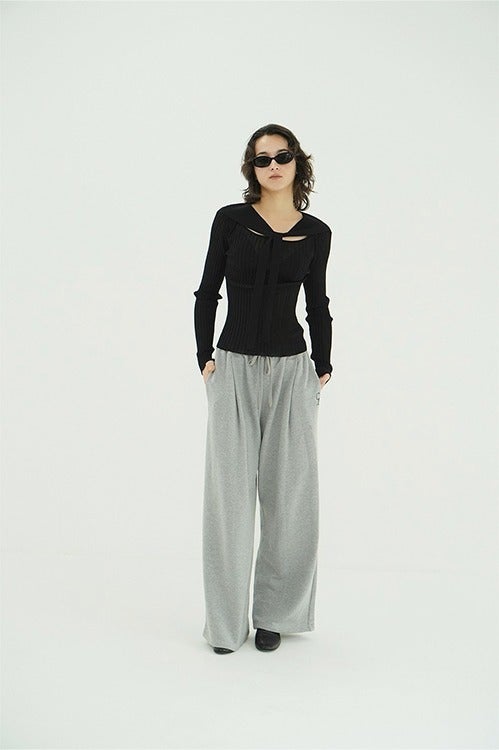 SHEER RIB RIBBON KNIT TOPS