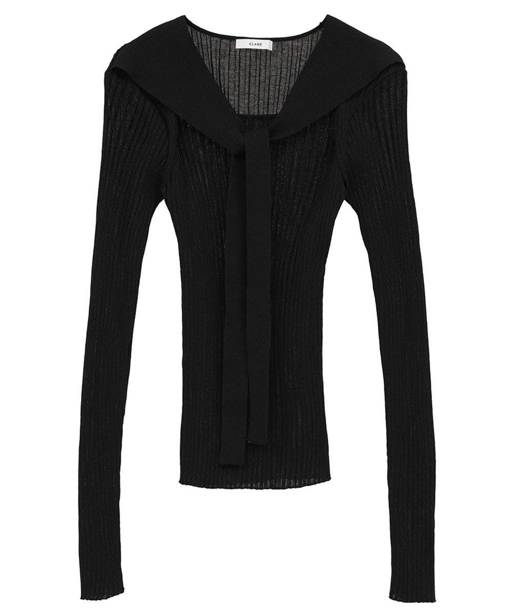 SHEER RIB RIBBON KNIT TOPS