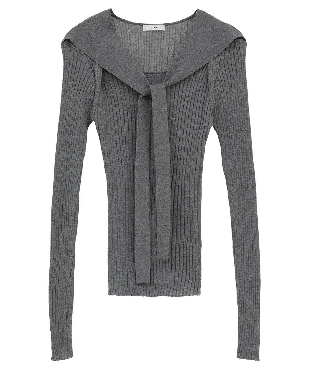 SHEER RIB RIBBON KNIT TOPS