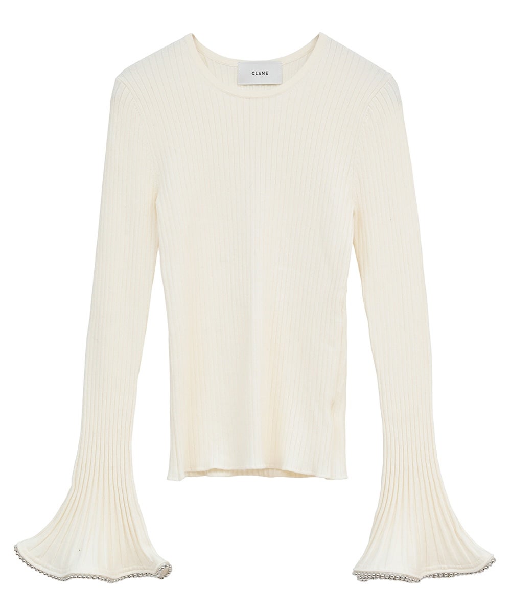 EMBELLISHED FRILL SLEEVE KNIT TOPS｜TOPS(トップス)｜CLANE OFFICIAL
